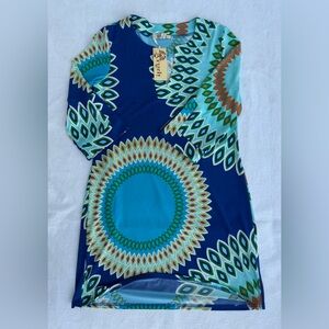 NWT Aryeh Blue and Green Geometric Dress M